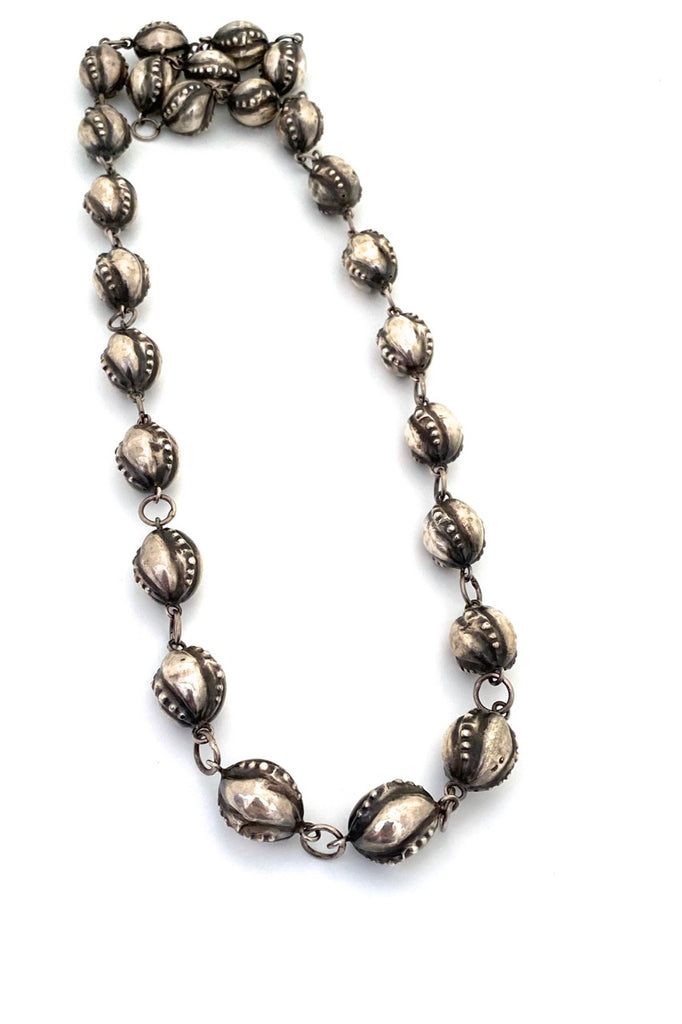 vintage Scandinavian or Baltic sterling silver textured beads necklace