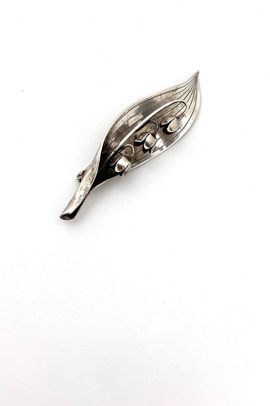 vintage silver lily of the valley brooch Sweden Scandinavian design jewelry