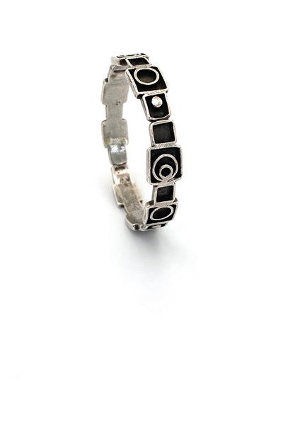vintage sterling silver geometric shadowbox bangle bracelet Israel Modernist jewelry design