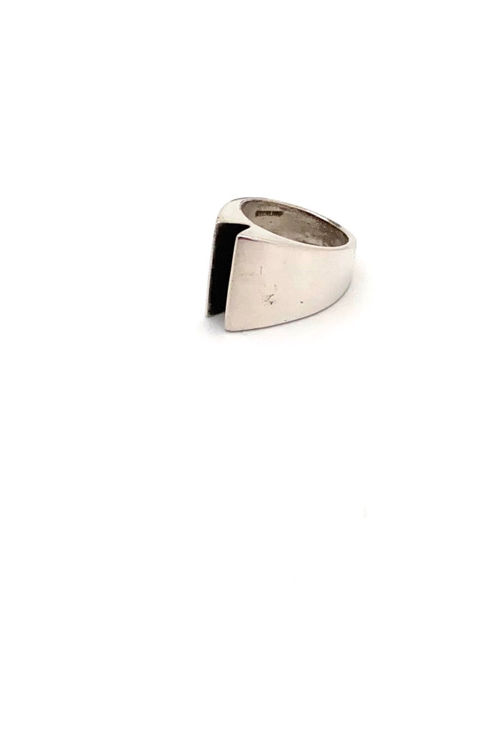 vintage silver geometric ring Modernist jewelry design