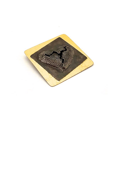 vintage postmodern silver 22k heart brooch signed 1996