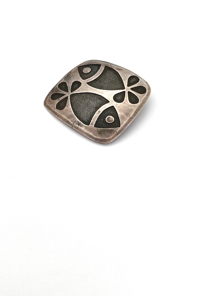 vintage silver fish brooch Modernist jewelry design