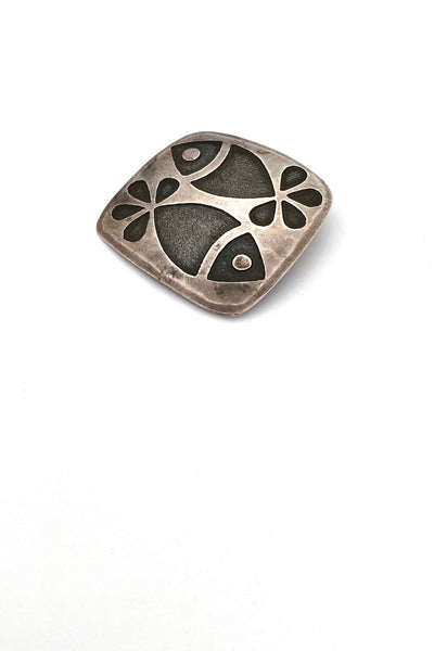 vintage silver fish brooch Modernist jewelry design