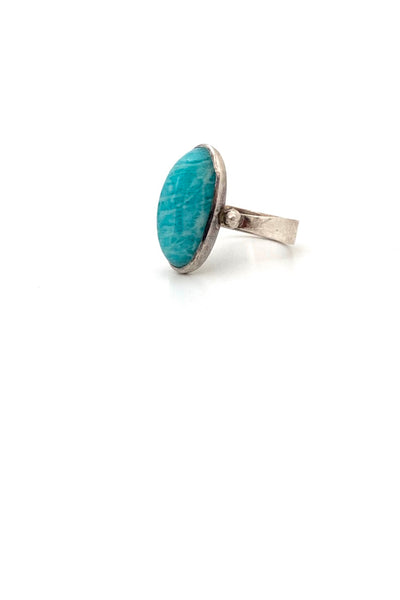 vintage sterling silver and amazonite ring Modernist jewelry design