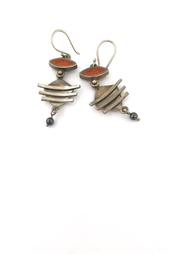 vintage silver & enamel constructivist kinetic earrings