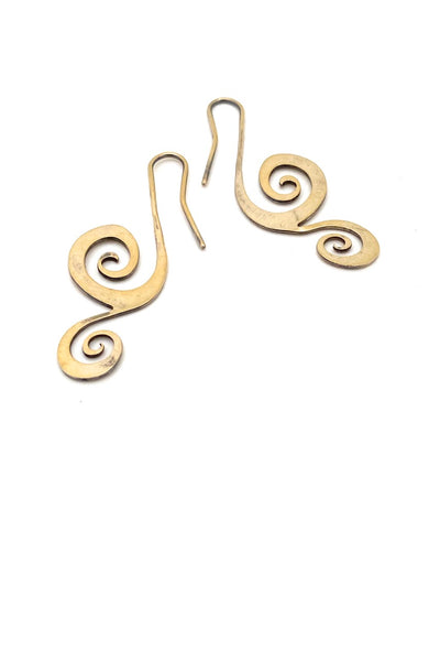 vintage sterling silver gilt swirl drop earrings London 1976 