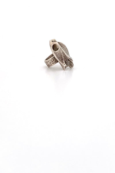vintage textured sterling silver large brutalist ring Modernist jewelry design