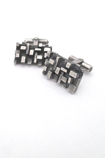 vintage sterling silver dimensional cubes mid century modern cufflinks