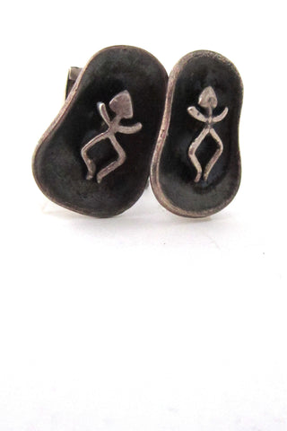 vintage Cortes Mexico sterling silver shadow box dancers cuff links
