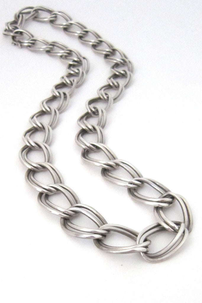 vintage Mexico sterling silver large double link necklace