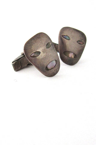 vintage Taxco Mexico sterling silver masks cuff links