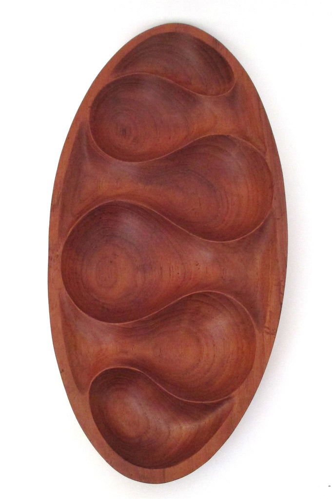 vintage teak modernist carved bowl